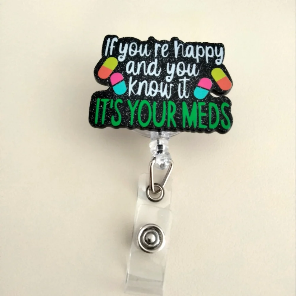 Med Tech Pharmacy Funny Badge Reel with Slip Clip